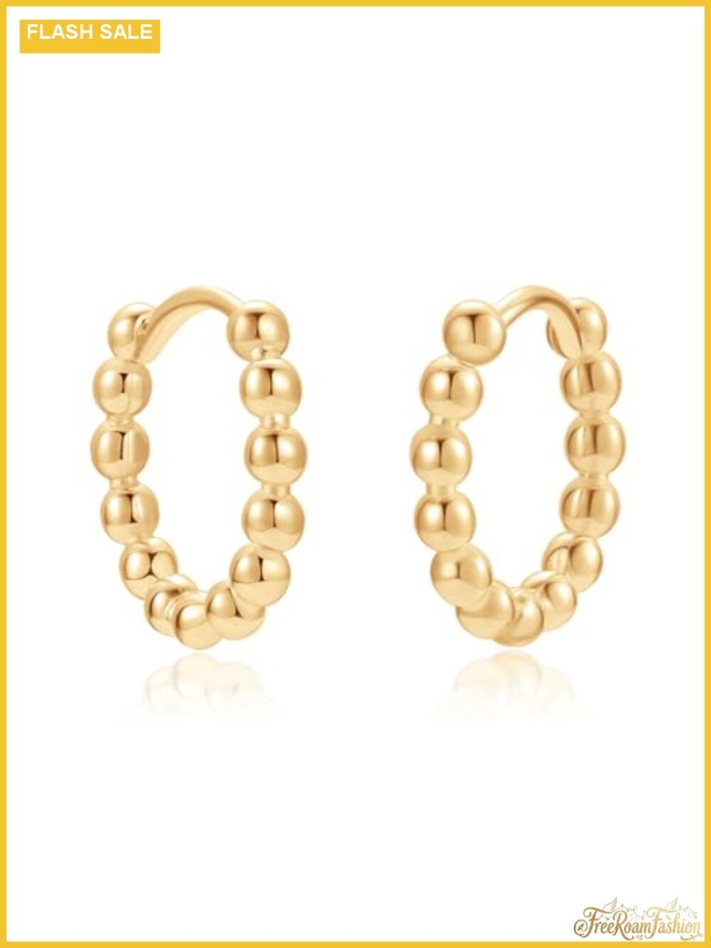 14k Gold Filled Beaded Huggie Hoop Earrings for Women